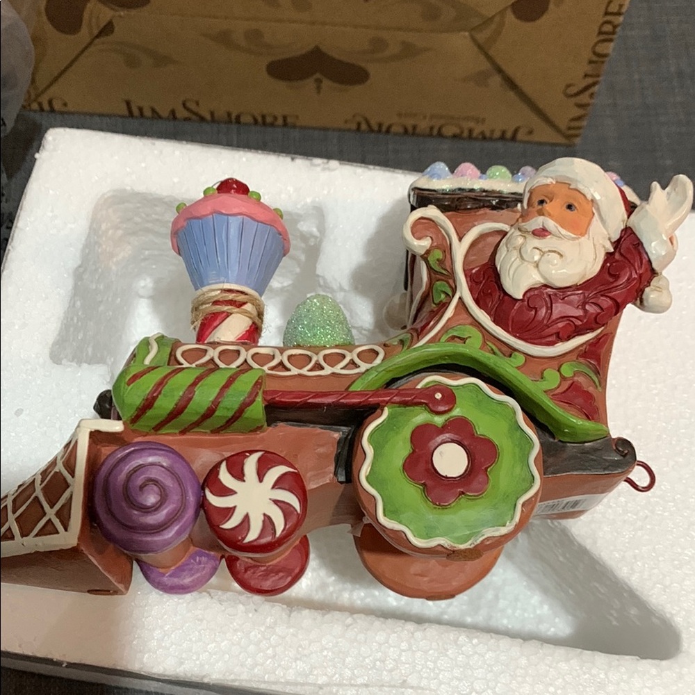 Jim Shore Gingerbread Christmas Santa Figurine with Red and Brown Accents